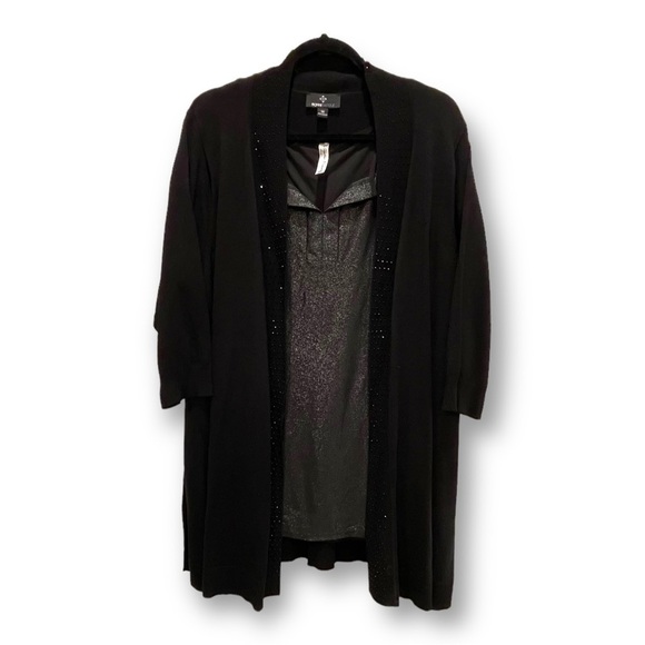 PERSEPTION Women Size 1X Black & Silver Shimmer Top - Picture 5 of 5